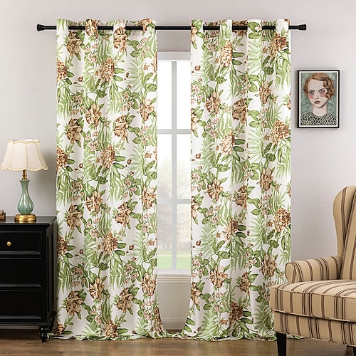 

Curtains Natural Blended Curtain Panels for Living Room/Light Reducing Linen Sheer Curtain Panels Set Nickel Grommet Window Panels, Natural