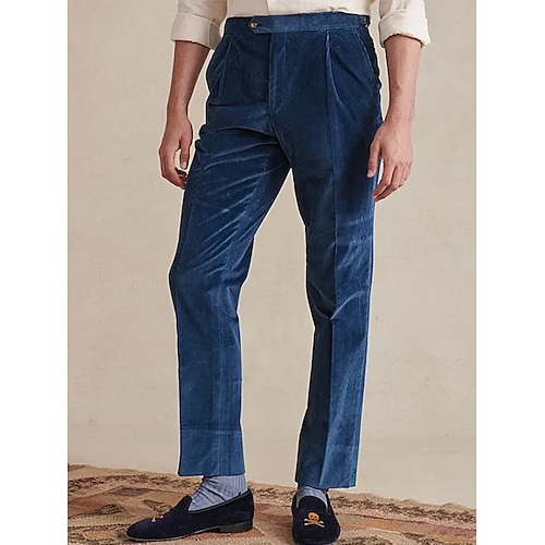 

Hombre pantalones de traje Pantalones de Pana Pantalones Pantalones de traje Bolsillo Plano Comodidad Transpirable Exterior Diario Noche Moda Casual Azul Piscina