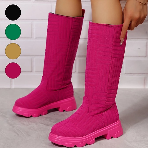 

Damen Stiefel Rosa Übergrössen Hohe Stiefel mit Schritt Outdoor Täglich Kniehohe Stiefel Blockabsatz Niedriger Absatz Runde Zehe Vintage Modisch Brautkleider schlicht Wildleder Halbschuhe Feste Farbe