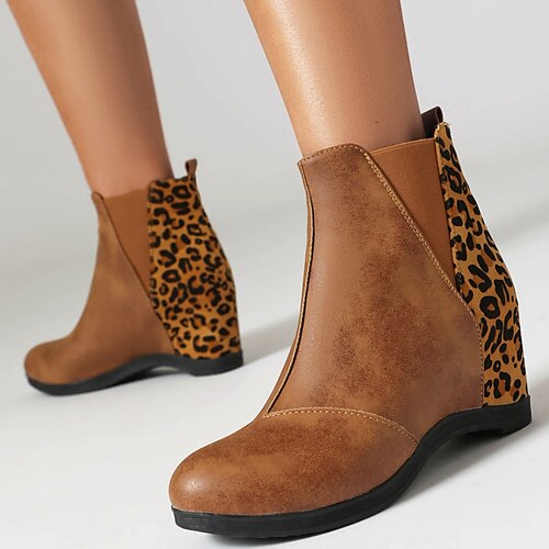 

Mulheres Botas Botas Chelsea Botas com salto Tamanhos Grandes Ao ar livre Diário Botas Botas Tornozelo Inverno Salto Plataforma Elegante Sensual Couro Sintético Côr Sólida Animal Modelado Preto