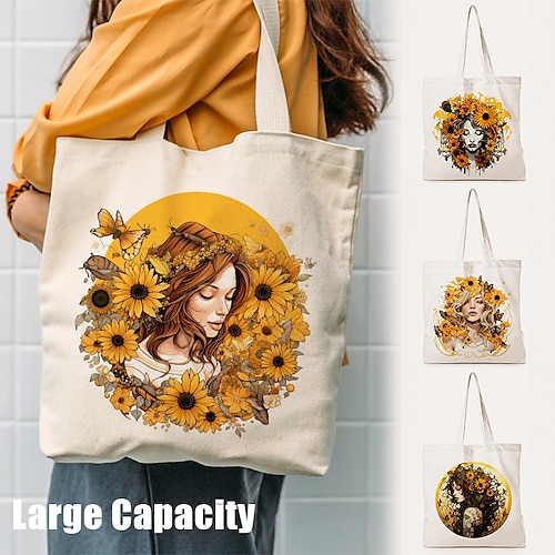 

Mujer Bolso Tote Bolsa de hombro Bolsa de lona Lona Diario Festivos Flor Impresión Gran Capacidad Plegable Ligero 3D Flor