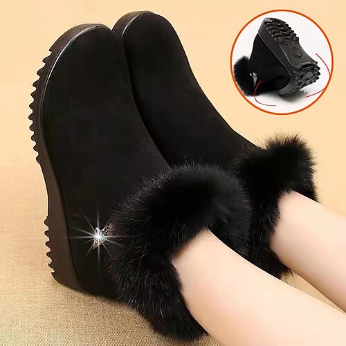 

Damen Stiefel Schneestiefel Wildlederschuhe Übergrössen Outdoor Täglich Innenfutter aus Fleece Stiefeletten Stiefeletten Winter Strass Flacher Absatz Runde Zehe Modisch Elegant Minimalismus