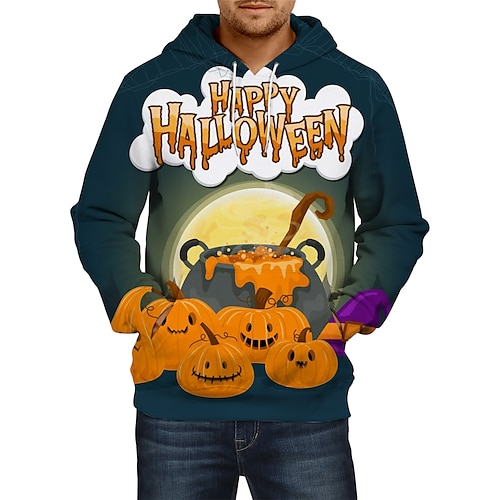 

Halloween Pumpkin Hoodie Print Front Pocket Graphic Hoodie For Men's Women's Unisex Adults' 3D Print 100% Polyester Casual Daily