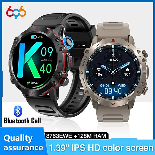 

696 D12 Smart Watch 1.39 inch Smartwatch Fitness Running Watch Bluetooth Pedometer Call Reminder Sleep Tracker Compatible with Android iOS Men Hands-Free Calls IP 67 49mm Watch Case