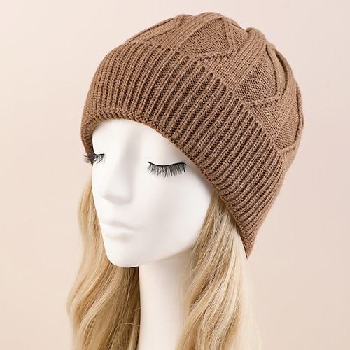 

Women's Slouchy Beanie Hat Warm Winter Hat Home Daily Holiday Solid / Plain Color Knit Casual Casual / Daily 1 pcs