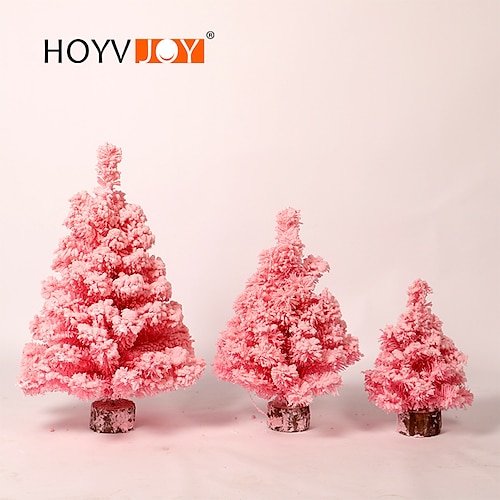 

Pink Artificial Christmas Tree Flocked Christmas Tree Mini Desktop Christmas Tree Ornament for Christmas Decoration