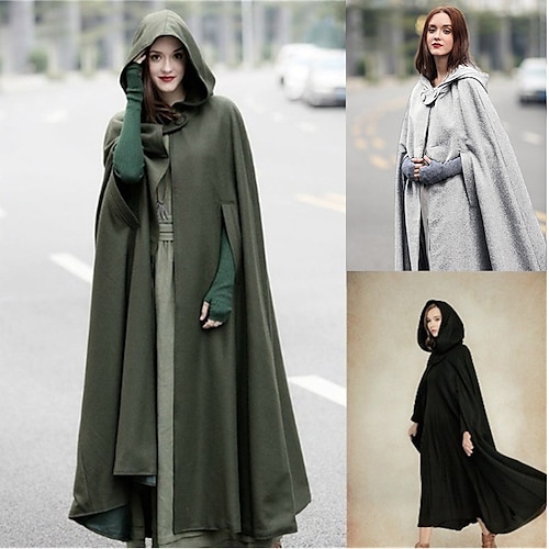 

Retro Vintage Medieval Hooded Cloak Shawls Viking Women's Lace Cosplay Costume Masquerade Party / Evening Cloak
