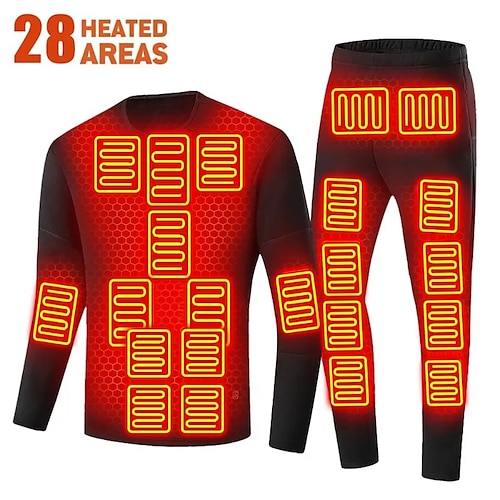 

28 Area Heated Thermal Shirt Male Heated Thermal Underwear Woman/Men Winter Moto Jacket Heating Underwear Suit USB Electric Heating Clothes