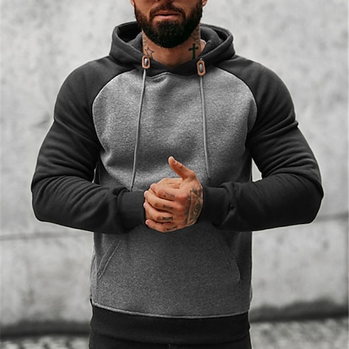 

Homme Sweat à capuche Rouge bleu marine Gris Capuche Bloc de couleur Patchwork Sport Loisir du quotidien Vacances Vêtement de rue Frais Décontractées Printemps Automne Vêtement Tenue Pulls Capuche