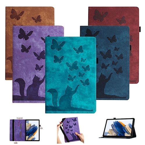 

Tablet Case Cover For Samsung Galaxy Tab S9 11 inch S8 11'' S6 Lite 10.4 A8 A7 Lite with Stand Flip Card Holder Butterfly TPU PU Leather