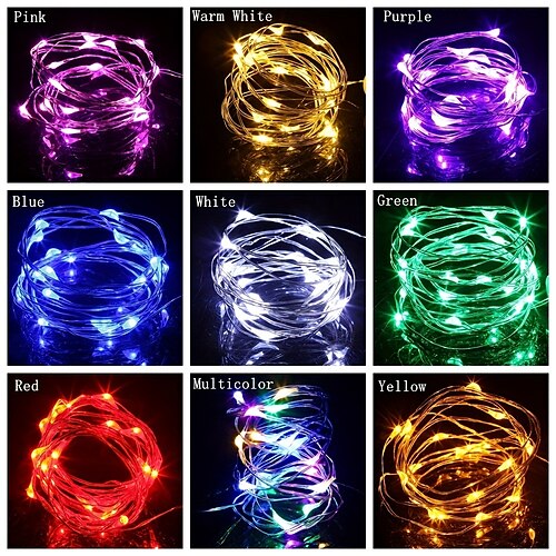  Elegant Bryllups Mottakelses Fest 1stk Knapp Batteridrevet LED Lyslengde Sølv Kobbertråd 2m 20LED Fe LED Ferie Dekorasjon Jul Halloween Bryllup