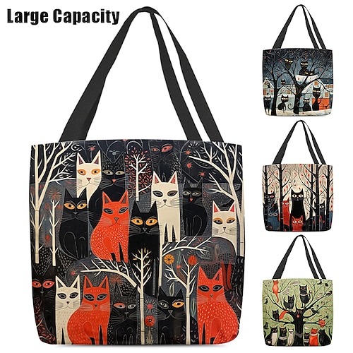 

Damen Stoffbeutel Schultertasche Leinentragetasche Polyester Einkauf Festtage Bedruckt Hohe Kapazität Klappbar Leichtgewichtig Katze 3D