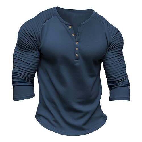 

Homme T shirt Tee Chemise Henley Shirt T-shirt Chemise à manches longues Plein Mince Plissé Henley Plein Air Vacances manche longue Vêtement Tenue Mode Design basique