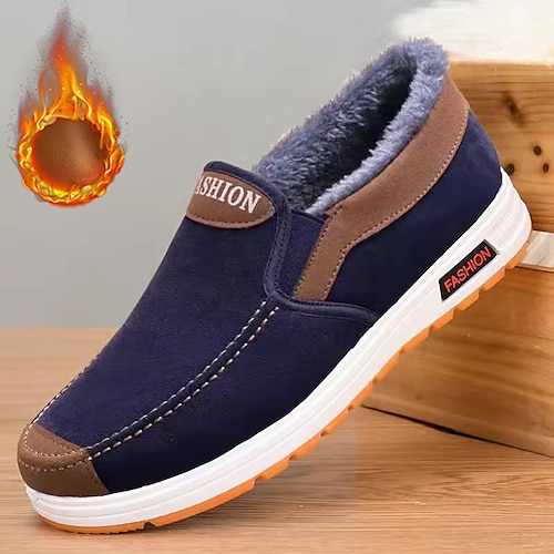 

Men's Loafers & Slip-Ons Cloth Loafers Platform Loafers Winter Boots Winter Shoes Fleece lined Casual Outdoor Daily Cloth Warm Breathable Comfortable Loafer Black Blue Grey Color Block Fall Winter