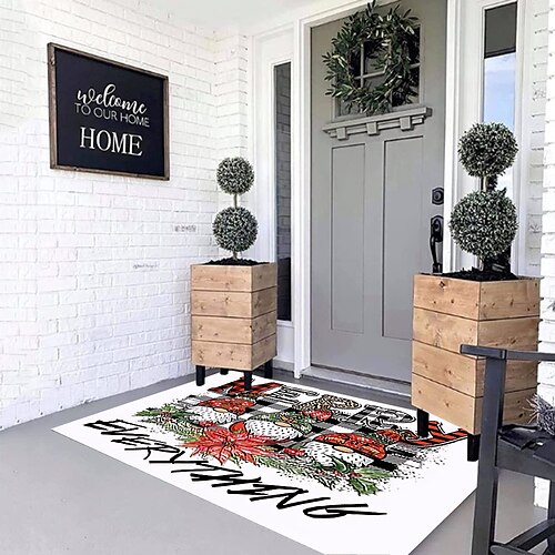 

Natal gnomos tapete de porta antiderrapante à prova de óleo tapete interior ao ar livre decoração do quarto tapete de entrada do banheiro