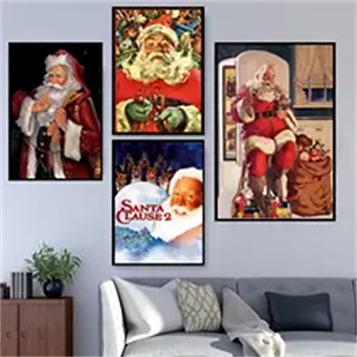 

Christmas Art Canvas Santa Claus Prints and Posters Pictures Decorative Fabric Painting For Living Room Pictures No Frame