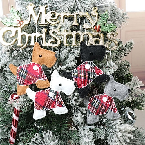 

1pc Christmas Tree Pendant Dressing Square Dog Hanger Christmas Decorative Articles Cartoon Dog Pendant