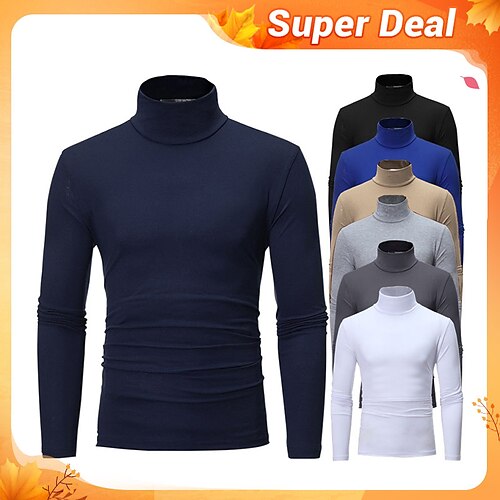 

Men's T shirt Tee Turtleneck shirt Long Sleeve Shirt Plain Rolled collar Outdoor Casual Long Sleeve Clothing Apparel Lightweight Classic Casual Slim Fit