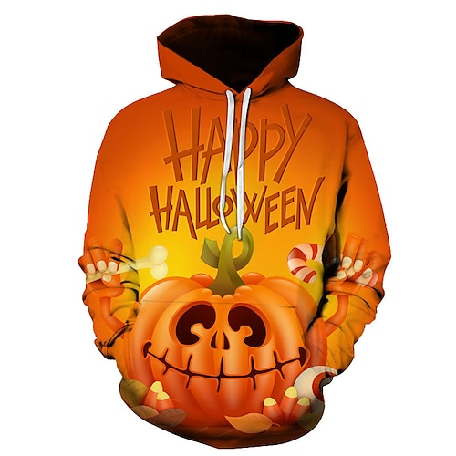 

Halloween Pumpkin Hoodie Cartoon Manga Anime Front Pocket Graphic Hoodie For Men's Adults' 3D Print Polyster Casual Daily