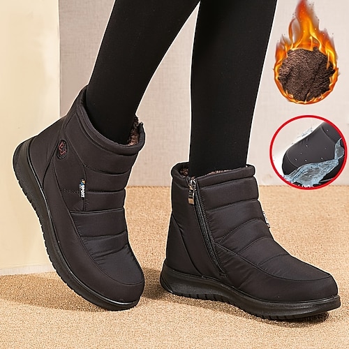 

Damen Stiefel Schneestiefel Übergrössen Winterstiefel Täglich Innenfutter aus Fleece Stiefeletten Stiefeletten Winter Flacher Absatz Runde Zehe Brautkleider schlicht Komfort Elastisches Gewebe