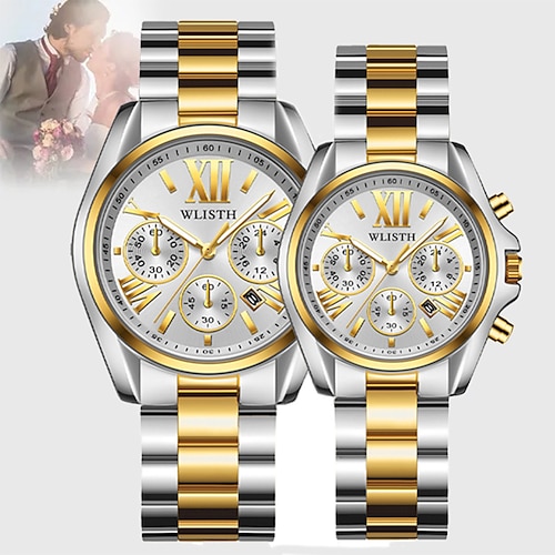 

WLISTH Luxury Quartz Watch Couple's watches Lover Stainless Steel Analog Quartz Top Brand Luxury Waterproof Wristwatches Calendar Date Clock Luxury Women Men