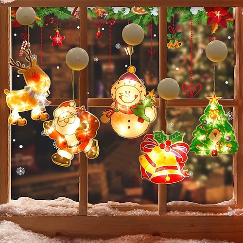 

Christmas Window Lights LED Hanging Christmas Window Silhouette Decor with Suction Cup Hook for Christmas Decor