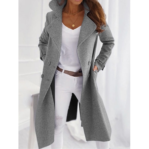 

Mulheres Casaco Ao ar livre Trabalho Rua Outono Inverno Longo Casaco Normal A Prova de Vento Manter Quente à moda Estilo Moderno Elegante Luxuoso Casaco Manga Longa Tecido Com bolsos Rosa Marron