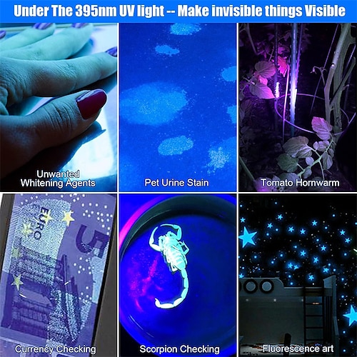 LED UV 懐中電灯紫外線トーチズーム機能付きミニブラックライト