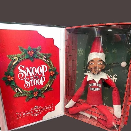 

Snoop sur un perron poupée elfe de Noël poupée en feutre noir poupée en résine originale