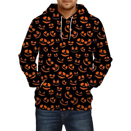 

Víspera de Todos los Santos Calabaza Sudadera Estampado Bolsillo delantero Gráfico Sudadera Para Hombre Mujer Unisexo Adulto Impresión 3D 100% Poliéster Casual Diario