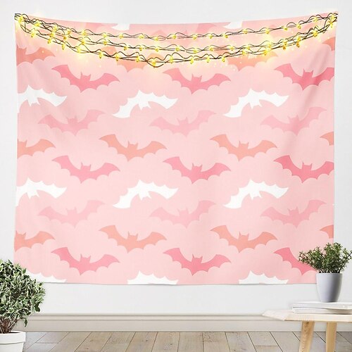 

Halloween Pink Bats Hanging Tapestry Wall Art Large Tapestry Mural Decor Photograph Backdrop Blanket Curtain Home Bedroom Living Room Decoration