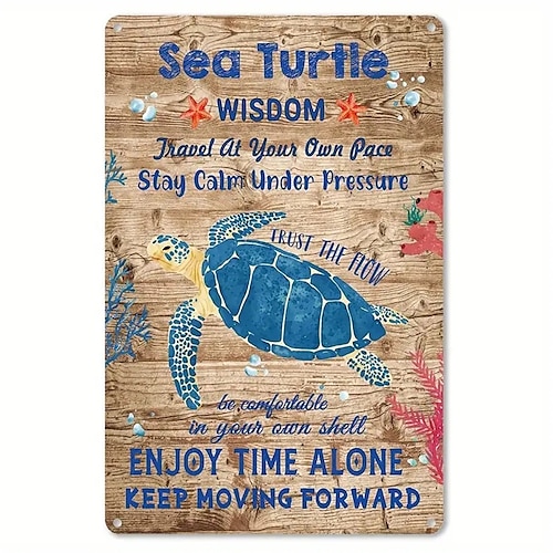 

1pc Retro Metal Tin Sign Unique Sea Turtleology Metal Tin Sign Vintage Indoor Outdoor Signs Wall Decor, Painting Wall Hanging for Home Decor Wall Art Metal Tin Sign 20x30cm/8''x12''
