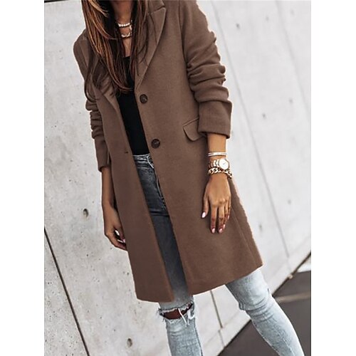 

Damen Mantel Outdoor Strasse Freizeitskleidung Herbst Winter Lang Mantel Regular Fit Windundurchlässig warm halten Zeitgenössisch Stilvoll Brautkleider schlicht Jacken Langarm Glatt Mit Taschen