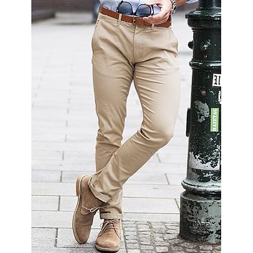 

Hombre Pantalones Chinos pantalones chinos Bolsillo Plano Comodidad Transpirable Exterior Diario Noche Mezcla de Algodón Moda Casual Beige