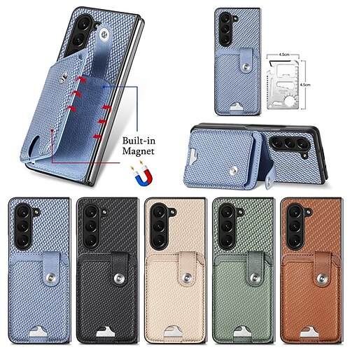 

Phone Case For Samsung Galaxy Z Fold 5 Flip Cover Magnetic Support Wireless Charging Kickstand Solid Color TPU PC PU Leather