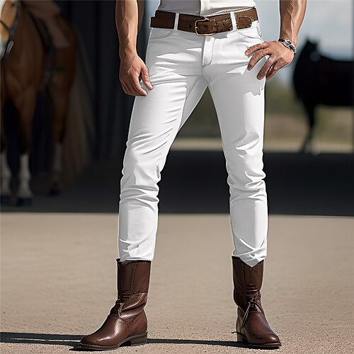 

Homme Pantalon Chino Pantalons décontractés Poche avant Plein Confort Entreprise du quotidien Vacances Mode Chic et moderne Noir Blanche