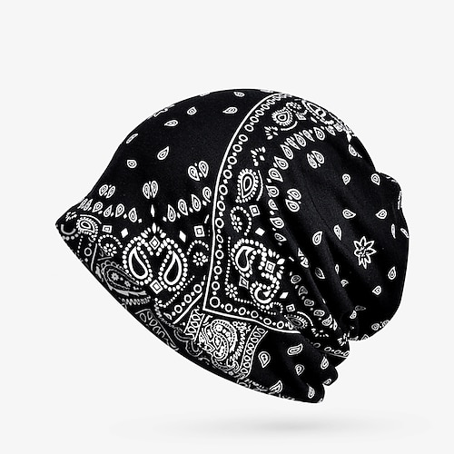 

Unisexo Sombrero de Beanie Gorro de punto Negro Blanco Poliéster Estampado Viaje Exterior Vacaciones Patrón Resistente al Viento Templado