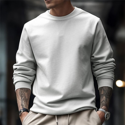 

Herren Sweatshirt Pullover Hellgrau Dunkelgray Beige Rundhalsausschnitt Glatt Sport Natur Täglich Festtage Strassenmode Basic Brautkleider schlicht Frühling Herbst Bekleidung Kapuzenpullover