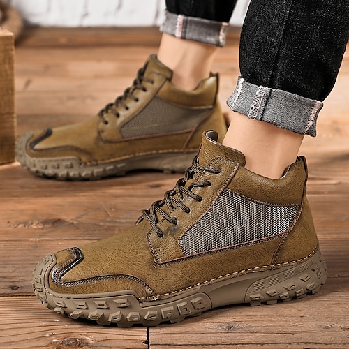 

Homens Botas Sapatos casuais masculinos Tamanhos Grandes sapatos feitos à mão Sapatos Confortáveis Vintage Esportivo Ao ar livre Couro Ecológico Quente Confortável Antiderrapante Botas / Botins Com