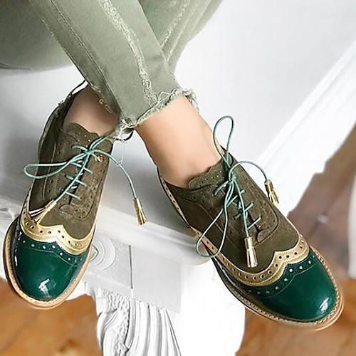 Women's Pink and Gray Glitter Wingtip Oxford Shoes with Chunky Sole -  Stylish Lace-Up Brogues for Casual and Statement Outfits 2026 - $64.99