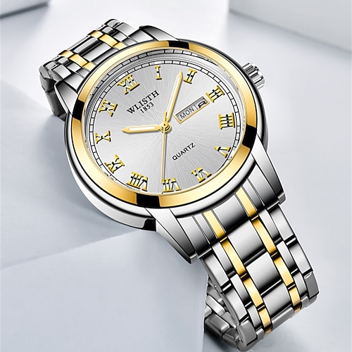 

Men Quartz Watch Minimalist Sports Business Wristwatch Luminous Date Week Waterproof Zinc alloy Watch