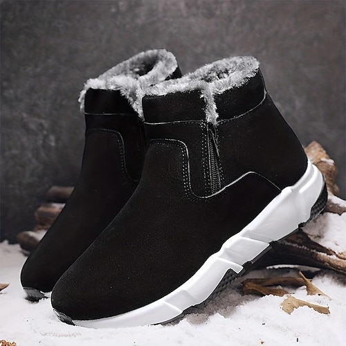 

Herren Damen Stiefel Schneestiefel Fleece-Futter Brautkleider schlicht Täglich Wanderschuhe Wildleder Warm Komfortabel Schwarz Grau Winter