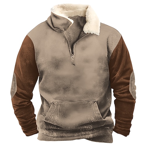 

Herren Sweatshirt Pullover Reißverschluss-Sweatshirt Blau Braun Khaki Grau Troyer Halber Reißverschluss Farbblock Patchwork Sport Natur Täglich Festtage Basic Brautkleider schlicht Dünnes Vlies