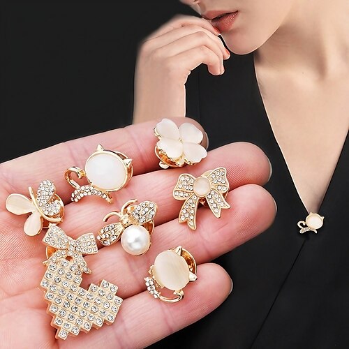 

5Pcs Top Grade Cute Bow-knot Cat Brooch Pin For Women Girl Opal Rhinestone Sunflower Butterfly Brooch Small Badges Clothing Hats Bag Accessorie