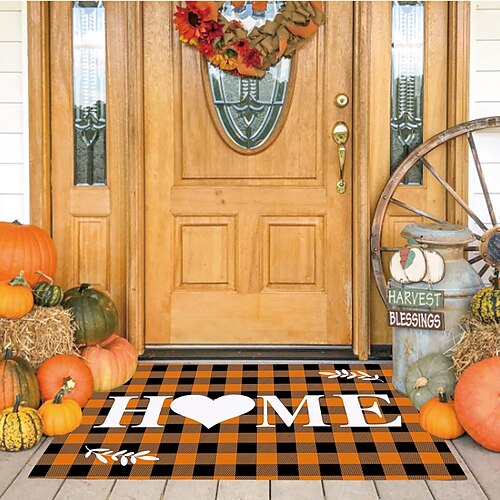 

Home Pumpkin Door Mat Kitchen Mat Non-Slip Oil Proof Rug Indoor Outdoor Mat Bedroom Decor Bathroom Mat Entrance Rug