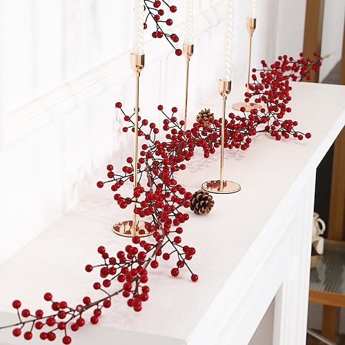 Red Berry Garland Christmas Decoration - Artificial Red Berry Garland with  Bendable Stems for Holiday Fireplace Stairs Table Decorations 2024 - $11.99