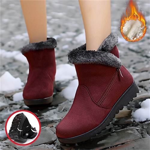 

Damen Stiefel Wildlederschuhe Schneestiefel Übergrössen Outdoor Täglich Innenfutter aus Fleece Strass Flacher Absatz Runde Zehe Modisch Elegant Minimalismus Kunst-Veloursleder Reißverschluss Feste