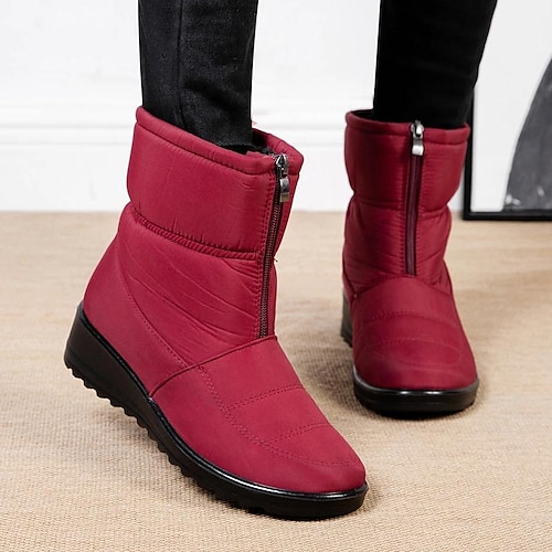 

Damen Stiefel Schneestiefel Übergrössen Winterstiefel Täglich Innenfutter aus Fleece Stiefeletten Stiefeletten Winter Flacher Absatz Runde Zehe Brautkleider schlicht Komfort Elastisches Gewebe