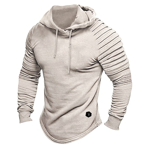 

Homme Sweat à capuche Kaki Capuche Plein Patchwork Sport Loisir du quotidien Vacances Vêtement de rue Frais Décontractées Printemps Automne Vêtement Tenue Pulls Capuche Pulls molletonnés manche