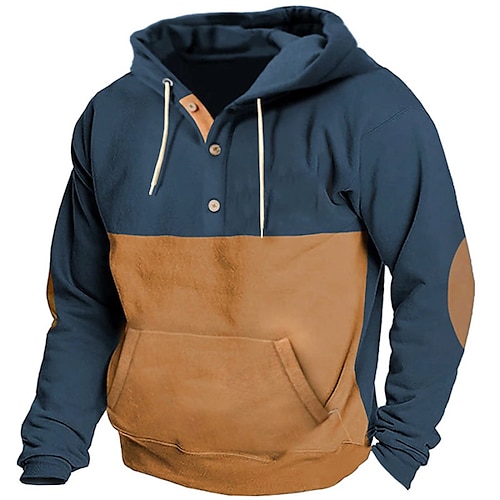 

Hombre Sudadera Sudadera con capucha y botones Azul Piscina Con Capucha Bloque de color Retazos Deporte Diario Festivos Ropa de calle Fresco Casual Primavera Otoño Ropa Sudaderas con capucha